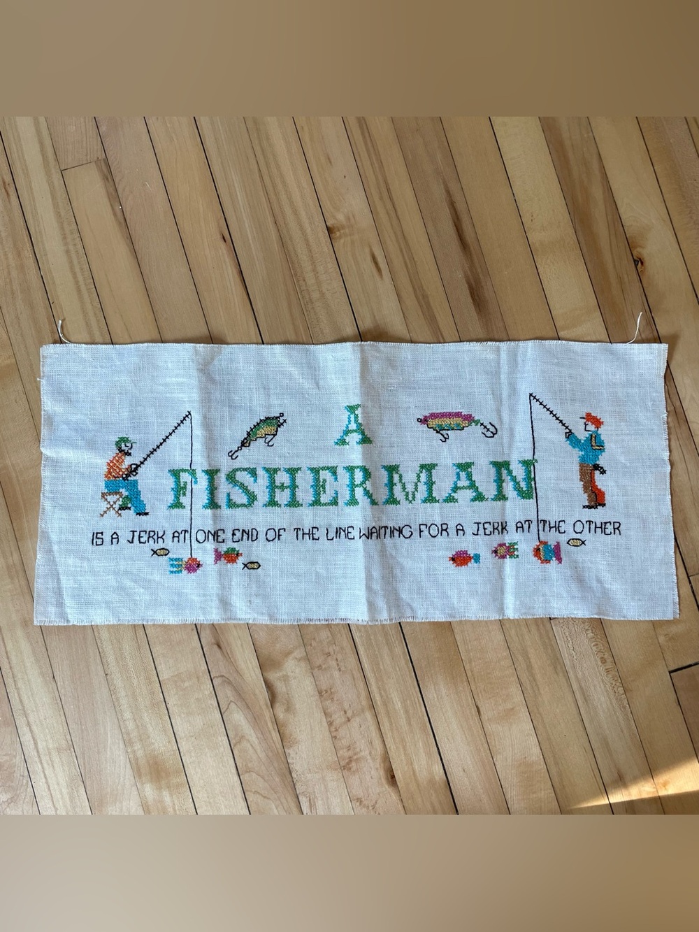 Fishing Humor Embroidered Kitchen Towel